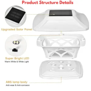 2 W, 2 LED, White Solar LED Light, Post Lamp, Outdoor Waterproof Light, Automatic Energy Saving ABS Lamp 9 solar led light, gate light, pillar light , post lamp, ground light, multi color light, remote control light, outdoor light, waterproof light, home light, decoration light, wall light,