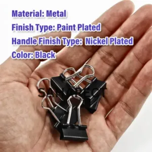 48 Nos, 19 mm Binder Clip, Paper Clip, Push Holding Pin Clamp,Metal Black Small Clip For Arrangement Loose Papers, Documents 3 paper pin, paper clip, gem pin, binder clip, stationary, u pin u clip t pin, t clip, metal clip. stainless steel clip