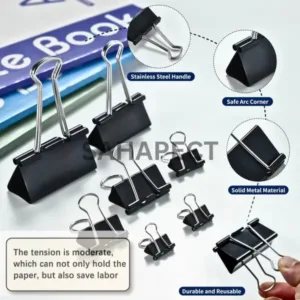 48 Nos, 19 mm Binder Clip, Paper Clip, Push Holding Pin Clamp,Metal Black Small Clip For Arrangement Loose Papers, Documents 4 paper pin, paper clip, gem pin, binder clip, stationary, u pin u clip t pin, t clip, metal clip. stainless steel clip